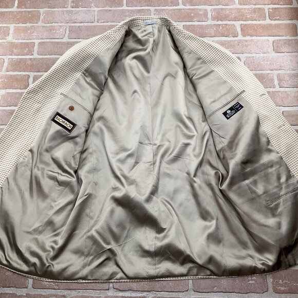 Bachrach Blazer Men 42L Beige Tan Check Tweed Classic Wool Jacket Canada VTG - Picture 10 of 14